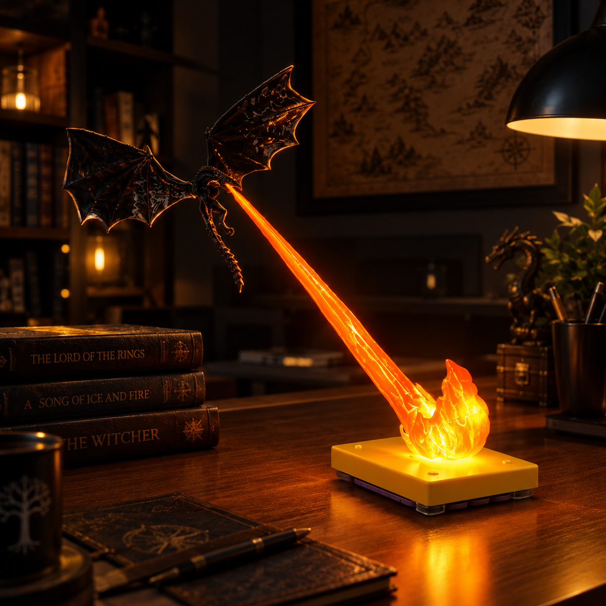 Fire Breathing Dragon Bookshelf Nook Light 3D